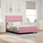 vidaXL Sängram i rosa sammet 140x190 cm