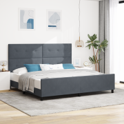 vidaXL Sängram Mörkgrå 200x200 cm Sammet