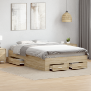 vidaXL Sängram Sonoma Ek 140x200 cm Ingenjörd trä