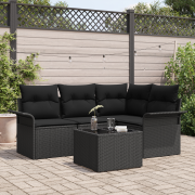 vidaXL 5-delat trädgårdsoffas med kuddar Beige poly rattan