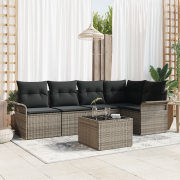 vidaXL 5-delat Trädgårdsoff-set med kuddar svart poly rattan