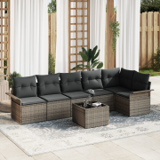 vidaXL 6-delars utemöbelset med kuddar, svart poly rattan