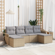 vidaXL 6 Delar Trädgårdsoff-set med Kuddar Beige Poly Rotang