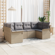 vidaXL 6 delars Trädgårdsoffaset med kuddar Beige Poly-Rotting