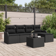 vidaXL 6 Delar Trädgårdssoffa Set med Kuddar Beige Poly Rattan