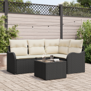 vidaXL 4-delars trädgårdsoffaset med kuddar Brown Poly Rattan