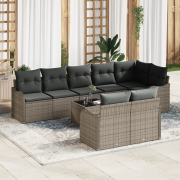 vidaXL 8-delat Trädgårdsofa Set med Kuddar Svart Poly Rattan