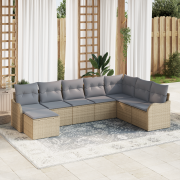 vidaXL 8 Delars Trädgårdsoffaset med Kuddar Beige Poly Rottning