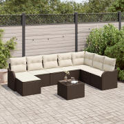 vidaXL 8 Delar Trädgårdsoffaset Med Kuddar Grå Poly Rattan