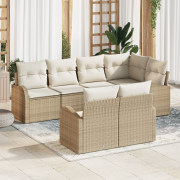 vidaXL 7-delat Trädgårdssoffset med kuddar Beige Poly Rotting