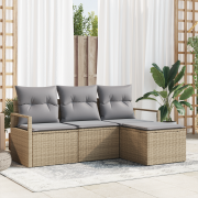 vidaXL 4-delad Trädgårdsoffset med Kuddar Beige Poly Rotting