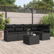 vidaXL 6-delars trädgårdsoffaset med kuddar beige poly rattan
