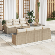 vidaXL 8-delad Trädgårdsoffset med Kuddar Beige Poly Rotting
