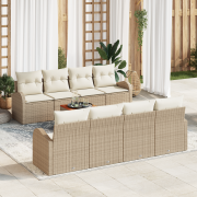 vidaXL 9-delars Trädgårdssoffset med Kuddar Beige Poly Rattan Akacia