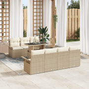 vidaXL 8-delat Trädgårdsoff-set med kuddar Beige Poly Rotting