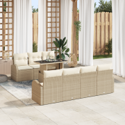 vidaXL 8-dels trädgårdssoffset med kuddar Beige Poly Rottning