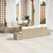 vidaXL 9-delat trädgårdsoffset med kuddar beige poly rotting