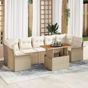 vidaXL 8 Delars Trädgårdsoff Set med Kuddar Beige Poly Rotting Akacia