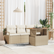 vidaXL 5-delat Trädgårdsoffasett med Kuddar Beige Poly Rattan Akacia