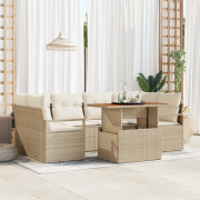 vidaXL 7-delat Trädgårdsoffset med Kuddar Beige Poly-rotning Akacia