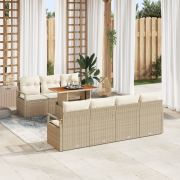 vidaXL 8-delat trädgårdsoffaset med kuddar Beige Poly Rotting Akacia