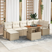 vidaXL 8-delars trädgårdsoffasett med kuddar Beige Poly Rotting Akacia