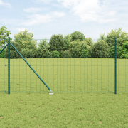 vidaXL Eurostängsel med 7 Spikposter 1x10 m Galvaniserat Stål Grön