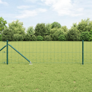 vidaXL Euro Staket med 7 spikposter 0.4x10 m Galvaniserat stål Grön