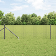 vidaXL Euro Stängsel med 13 Spikposter 0.8x25 m Galvaniserat Stål Grå