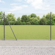 vidaXL Euro Stängsel med 7 Flangerade Stolpar 1.5x10 m Galvaniserat St...