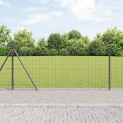 vidaXL Euro Staket med 7 Flänsade Stolpar 1x10 m Galvaniserat Stål