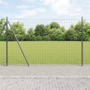 vidaXL Euro-staket med 7 flänsade stolpar 1.6x10 m galvaniserat stål