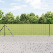 vidaXL Euro Staket med 7 Flänsade Stolpar 0.4x10 m Galvaniserat Stål.