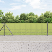 vidaXL Euro Staket med 7 Flangerade Stolpar 0.6x10 m Galvaniserad Stål