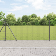 vidaXL Eurostaket med 7 flangerade stolpar 0.8x10 m Galvaniserat stål