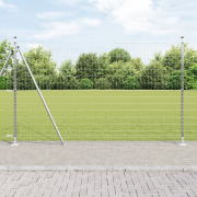 vidaXL Euro Stängsel med 7 Flangerade Stolpar 1.5x10 m Galvaniserat St...