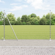 vidaXL Euro Staket med 7 Flansade Stolpar 1.5x10 m Galvaniserat Stål
