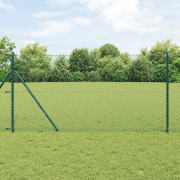 vidaXL Kedjegaller med 7 stolpar 1.4x10 m Galvaniserat stål Grön