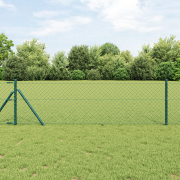 vidaXL Kedjestängsel med 13 Poster 0.6x25 m Galvaniserat Stål Grönt