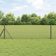 vidaXL Svetsat Trådgärde med 13 Stolpar Grå 0.4 x 25 m Stål