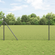 vidaXL svetsat stängsel med 13 stolpar grå 1.4x25 m stål