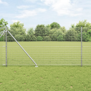 vidaXL svetsat trådstängsel med 7 spikposter 0.8x10 m galvaniserat stå...