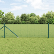 vidaXL svetsat trådstängsel med 13 spikposter Grön 0.6x25 m Stål