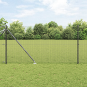 vidaXL Grått Staketpostset Set av 2 Grå Metall, Plast 10 x 1 m