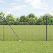 vidaXL Svetsat Nätstaket med 7 Spikstolpar Grå 1,5x10 m Stål