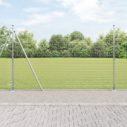 vidaXL Svetsat Trådgärdg med 7 Flangerade Poster 1.6x10 m Galvaniserat...