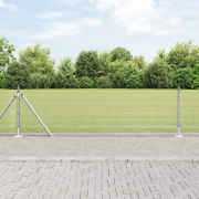 vidaXL Svetsade Trådgaller med 13 Flangrade Stolpar 0.6x25 m Galvanise...