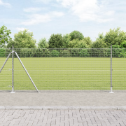 vidaXL Stängselstolpe Set 25 m Set med 2 Galvaniserad silver