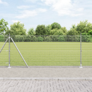 vidaXL svetsat trådstängsel med 13 flänsade stolpar 1x50 m galvanisera...