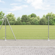 vidaXL Svetsat Trådstängsel med 13 Flänsade Stolpar 1.2 x 50 m Galvani...